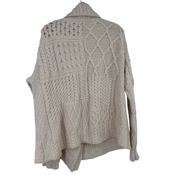 Carraigdonn Irish Merino Wool Cable Knit chunky Cardigan Sweater size XL Ivory - Picture 5 of 6